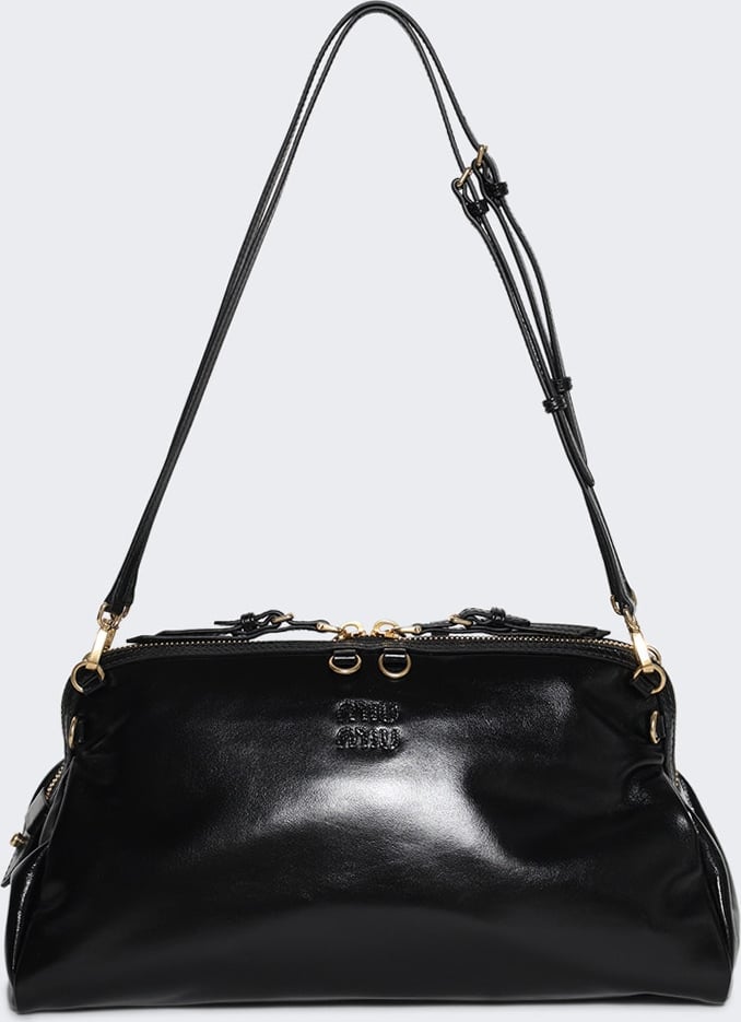 Miu Miu Glossy Soft Pouch Bag Black